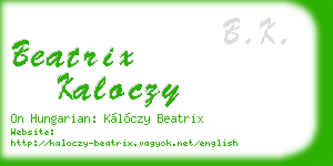 beatrix kaloczy business card